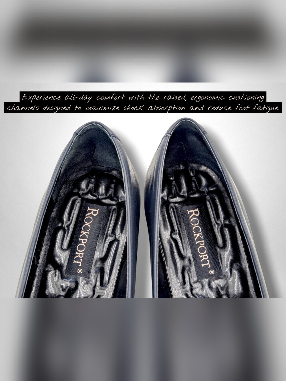 Rockport Sz 6 Women Black Leather Block Heel Loafers Ergonomic Cushioning Insole - Picture 10 of 17